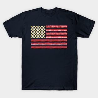 Bacon and Eggs American Flag 4th of July T-Shirt